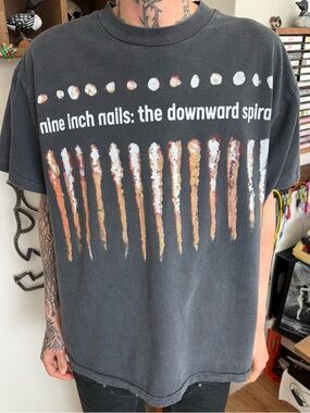 Vintage 1994 Nine Inch Nails Downward Spiral Glitch All Sport T-Shirt ~ Size XL